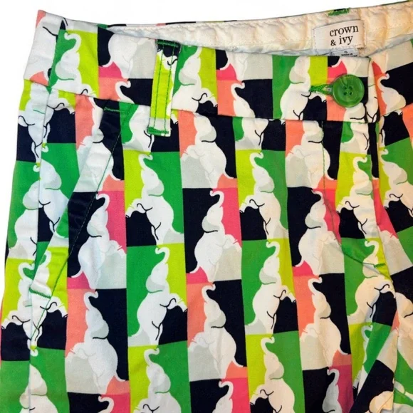 Crown & Ivy Multicolor Patterned Women Shorts Size 6 - Picture 3 of 7